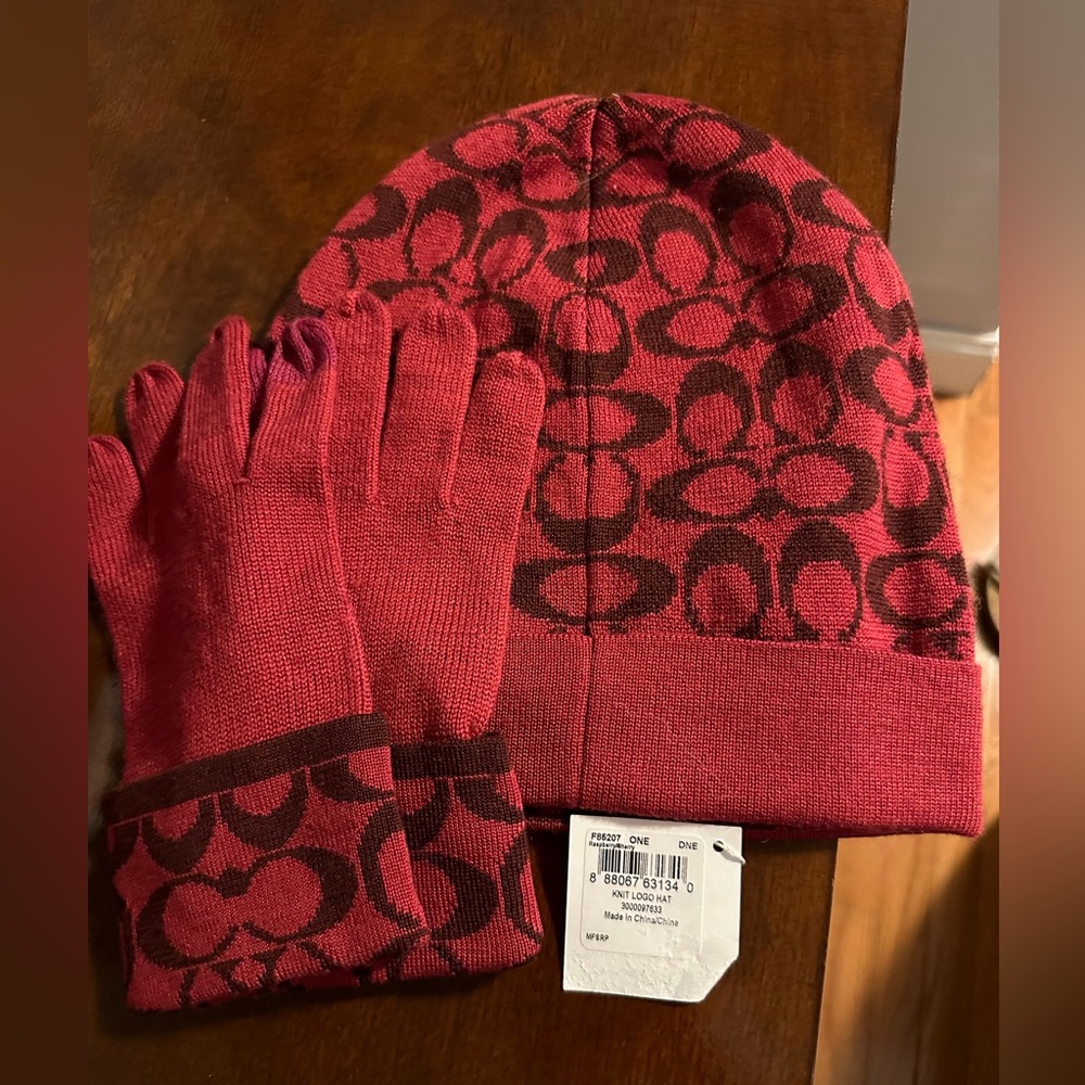 Coach hat and glove set